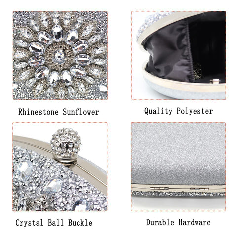 Crbeqabe Rhinestone Evening Clutch Purses for Women Wedding Clutch Party Purses Bridal Diamonds Clutch Prom Cocktail Handbags Crbeqabe