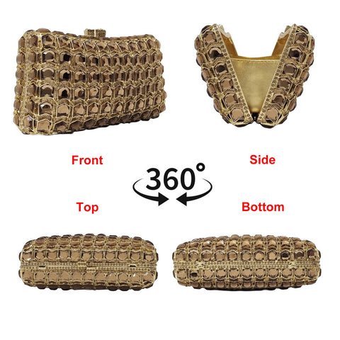 Unique Diamond Evening Bag Dress Up Prom Crystal Clutch Purse Women Bridal Party Wedding HUANG ZHUANG