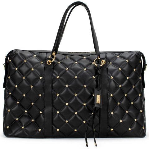 Badgley Mischka Modern 20" L x 8" W x 13" H Quilted Vegan Leather Travel Tote Weekender Bag Badgley Mischka