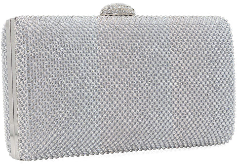 Dexmay Large Rhinestone Crystal Clutch Evening Bag Women Formal Purse for Cocktail Prom Party Silver DEXMAY DM