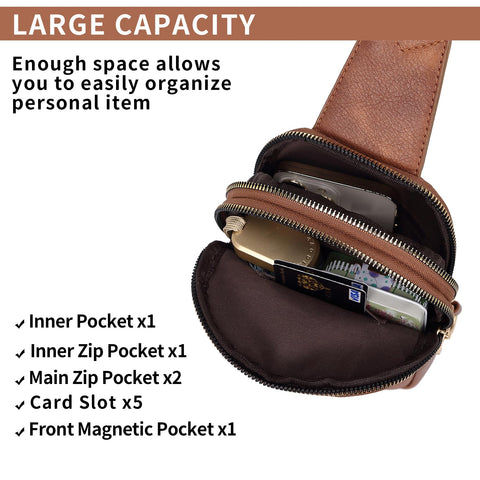 VATAN Small Sling Bag Women's Crossbody Fanny Packs Leather Crossbody Bags for Women (A-A Retro Brown) VATAN