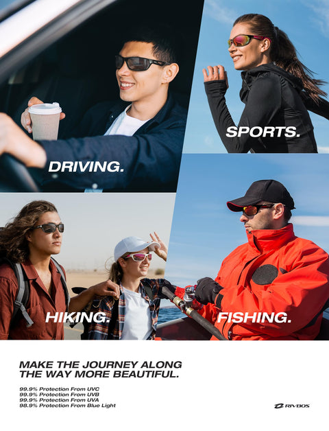 RIVBOS Polarized Sports Sunglasses Driving Sun Glasses Shades for Men Women Tr90 Frame for Cycling Baseball Running Rb831 Black&Grey, Large