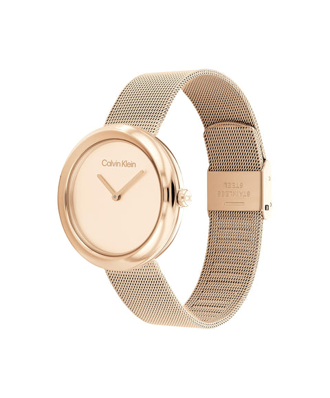 Calvin Klein Women's Quartz Ionic Plated Carnation Gold and Mesh Bracelet Watch, Color: Carnation (Model: 25200013) Calvin Klein