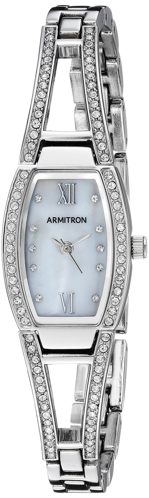 Armitron Women's 75/3531MPSV Genuine Crystal Accented Silver-Tone Bangle Watch Armitron