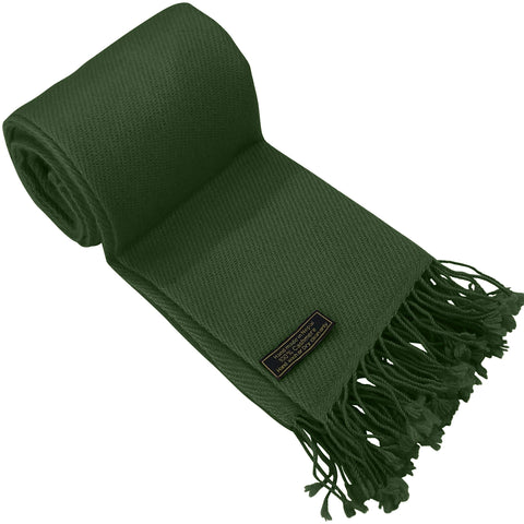 CJ Apparel Olive Green 100% Cashmere Shawl Pashmina Scarf Wrap Stole Head Wrap Hand Made in Nepal New