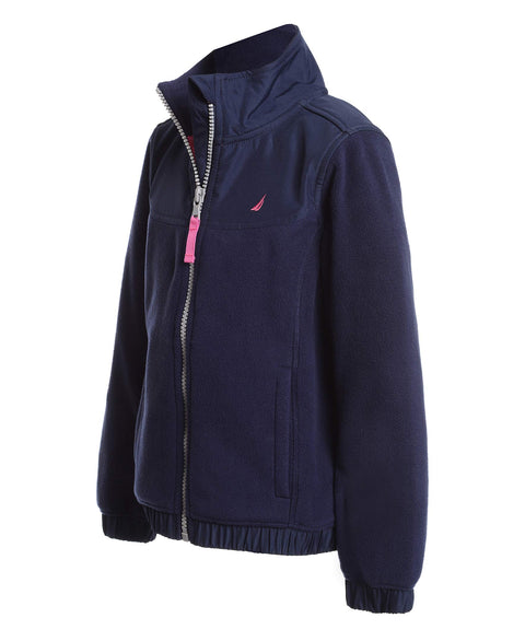 Nautica Girls Full-zip Fleece Jacket, Signature Logo Design, Ligthweight & Wind Resistant Sweater, Navy, 12-14 US