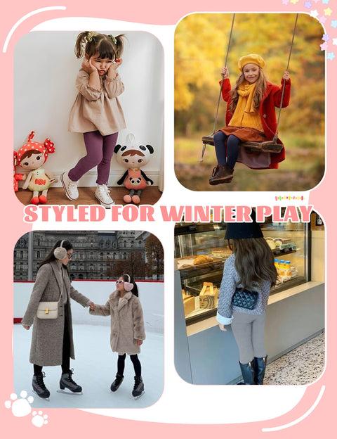 DDOBB Girls Fleece Lined Leggings Black Winter Thermal Warm Clothes Running Thick Pants Cold Weather for Kids Black 6-8 Years