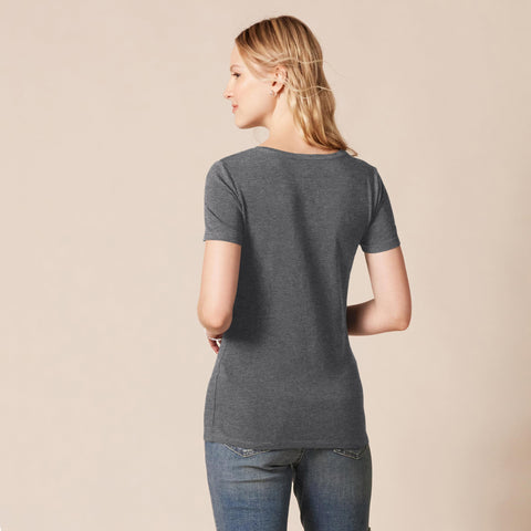 Amazon Essentials Women's Regular-Fit Short-Sleeve V-Neck T-Shirt, Pack of 2, Charcoal Heather/Light Grey Heather, X-Large Amazon Essentials