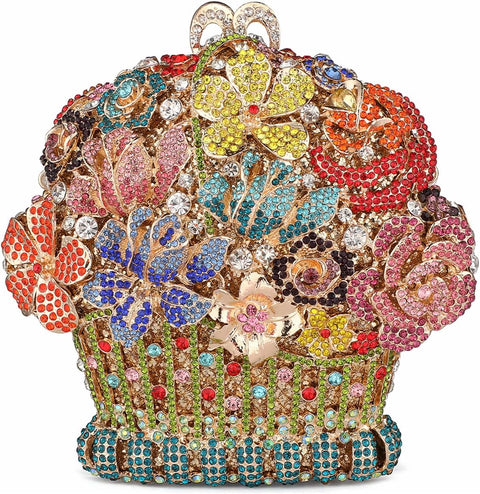 MOSSMON Flower Crystal Evening Clutch Bag Elegant Bride Wedding Party Purse for Women MOSSMON