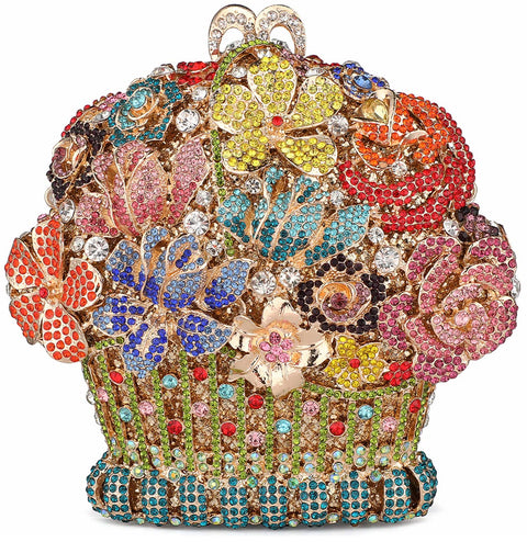 MOSSMON Flower Crystal Evening Clutch Bag Elegant Bride Wedding Party Purse for Women MOSSMON