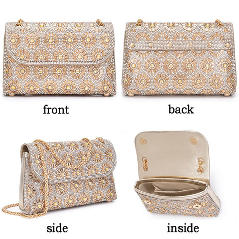 BBTT.ful Shoulder Bags Crossbody Bag Purses Handbags Crystals Rhinestone Evening Bag for Women Clutch Purse with Chain (champagne) BBTT.ful