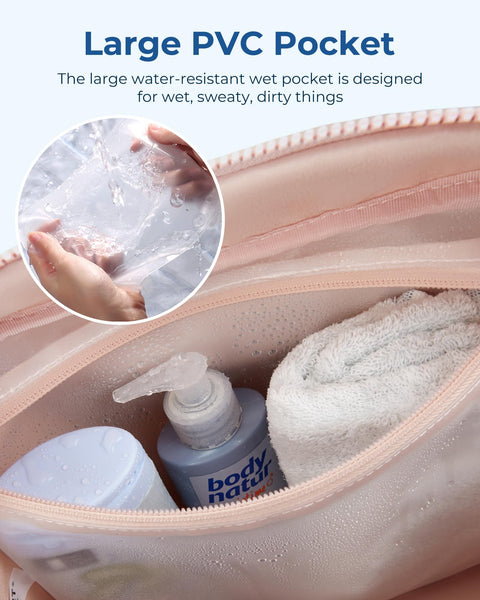 BAGSMART Travel Duffel Bag, Gym Bag for Women with Wet Pocket, Carry on Weekender Bags for Women, Water Resistant Workout Bag Sports Gym, Pink BAGSMART