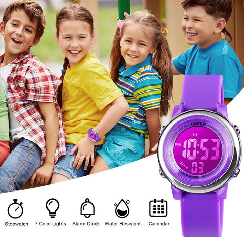 Kids Digital Sport Waterproof Watch for Girls Boys, Kid Sports Outdoor LED Electrical Watches with Luminous Alarm Stopwatch Child Wristwatch