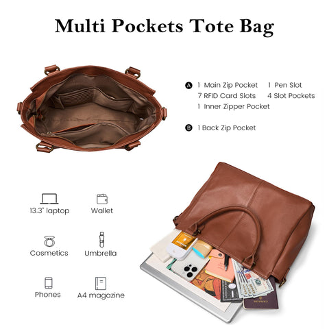 befen Soft Genuine Leather Purses for Women Small Tote Bag Handbags Crossbody Bags Top Handles Satchel Purse Shoulder Bag with RFID Card Slots Cognac Brown