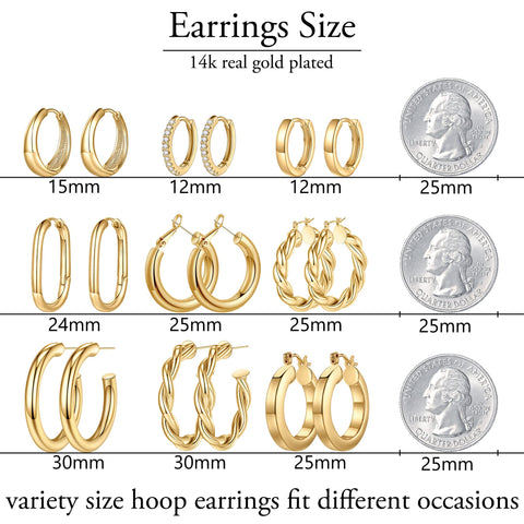 Yesteel 14K-Gold-Plated Hoop Earrings, 14k-Gold-Plated Small Hoop Earrings for Women Trendy Hypoallergenic Womens Hoops Huggie Earring, Jewelry Gifts for Women Her