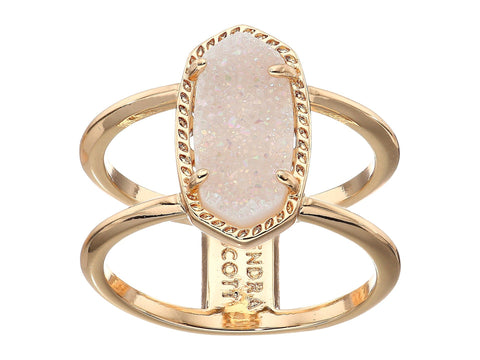 Kendra Scott Elyse Ring for Women, Fashion Jewelry, 14k Rose Gold-Plated, Iridescent Drusy, Size 6 Kendra Scott