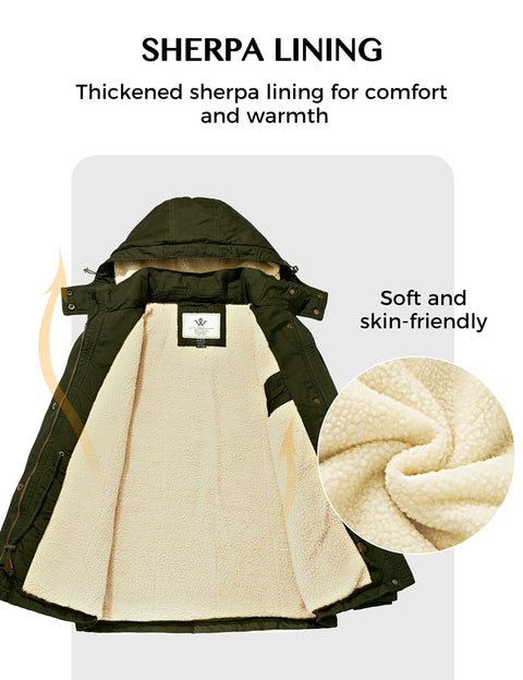 WenVen Women's Warm Fleece Lined Jacket Cotton Hooded Coat (Army Green, L) WenVen