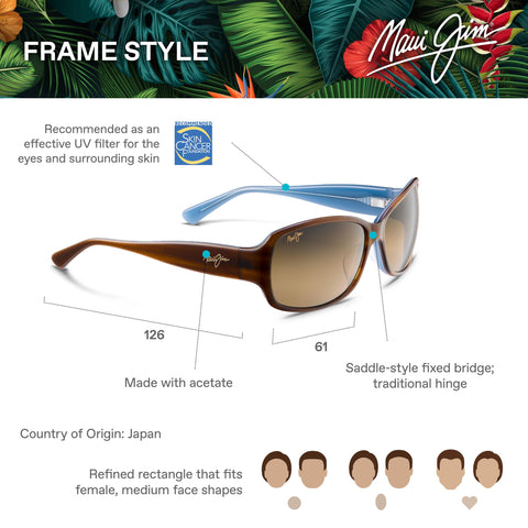 Maui Jim Women's Nalani Polarized Fashion Sunglasses, Tort/White and Blue/HCL® Bronze, Medium Maui Jim