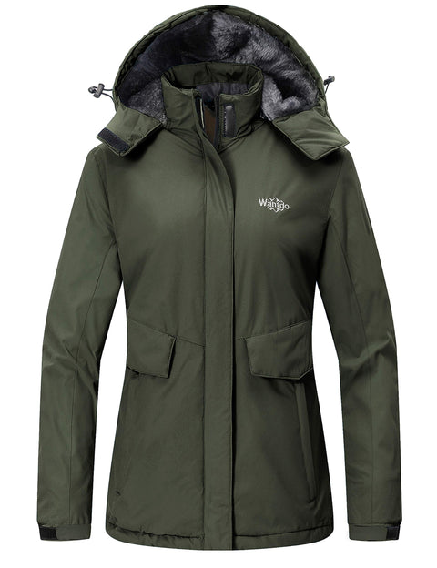 wantdo Women's Ski Jackets Warm Winter Snow Coat Waterproof Snowboarding Jacket Army Green L wantdo