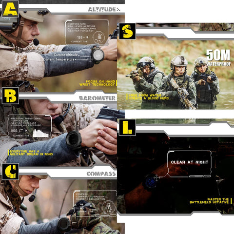 North Edge Apache Tactical Sports Watches for Men , Outdoor Survival Military Compass Rock Solid Digital Watches with Durable Band, Steps Tracker Pedometer Calories (Green)… NORTH EDGE
