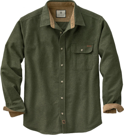 Legendary Whitetails Mens Flannel Shirt Long Sleeve Button Down 100% Cotton, Army, LRG