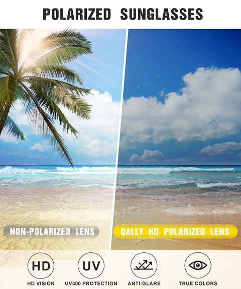 QALLY Sunglasses Womens Polarized Sunglasses-Women: Retro Round Sun Glasses with UV400 Protecion Trendy 3 Pack