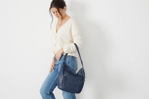 The Sak Sequoia Hobo Bag - Premium Leather Women's Handbag for Everyday And Travel, Durable, Large Purse With Shoulder Bag Strap & Zipper Pocket, Coastal Block Espadrille The Sak