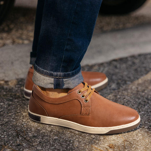 Jousen Men's Casual Shoes Memory Foam Mens Fashion Sneakers Business Dress Sneaker (A81Q06 Brown 10)