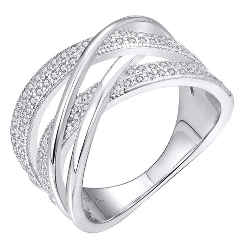 YL Twisted Knot Rings 925 Sterling Silver Criss Knot Ring 18k White Gold Plated Cubic Zirconia Infinity Statement Rings for Women-size5 YL