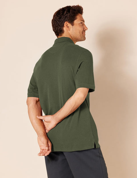 Amazon Essentials Men's Regular-Fit Cotton Pique Polo Shirt (Available in Big & Tall), Olive, X-Large Amazon Essentials