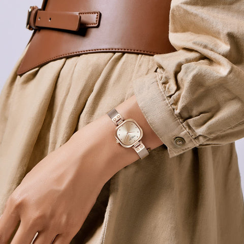 VICTORIA HYDE Dainty Women's Watch, Rectangle Watches for Women, Elegant Women's Wrist Watch, Ladies Watch with Stainless Steel Bracelet or Leather Band-Gold VICTORIA HYDE