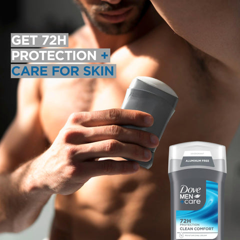 Dove Men+Care Deodorant Stick for Men Clean Comfort Pack of 2 Aluminum Free 72-Hour Odor Protection Mens Deodorant with 1/4 Moisturizing Cream 3 oz DOVE MEN + CARE
