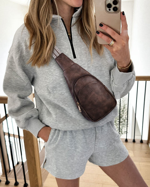 CLUCI Small Sling Bag for Women Crossbody, Faux Leather Trendy Waist Packs with Guitar Strap, Women's Fanny Packs CLUCI