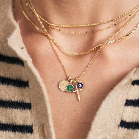 Gelin 14k Solid Gold Clover Charm Pendant for Women