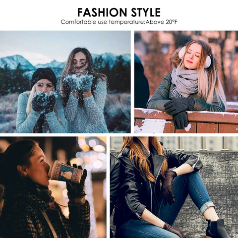 Womens Winter Leather Touchscreen Texting Warm Driving Lambskin Pure Genuine leather Gloves Dsane