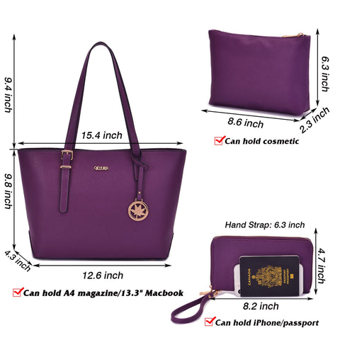 Purses And Wallets Set For Women Work Tote Handbags Shoulder Bag Top Handle Totes Purse With Wallet Purple Large Qiyuer