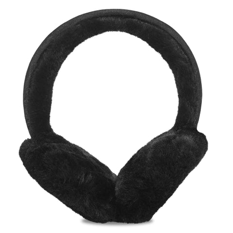 UGG Women's Water Resistant Sheepskin Earmuffs with Embroidered Logo, Black, One Size UGG
