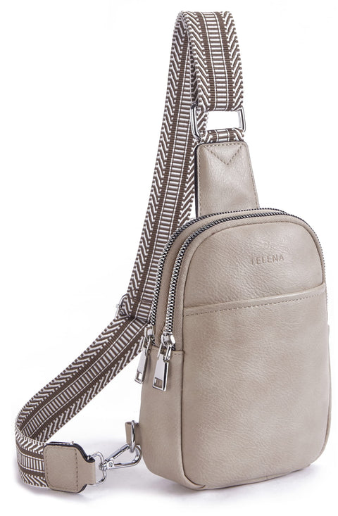 Telena Sling Bag for Women Vegan Leather Fanny Pack Crossbody Bags Chest Bag for Women Grey Telena