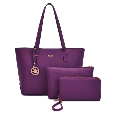 Purses And Wallets Set For Women Work Tote Handbags Shoulder Bag Top Handle Totes Purse With Wallet Purple Large Qiyuer