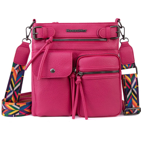 Montana West Crossbody Bag for Women Multi Pocket Leather Shoulder Purses and Handbags Pocketbooks for Travel,MWC-100AHPK Montana West