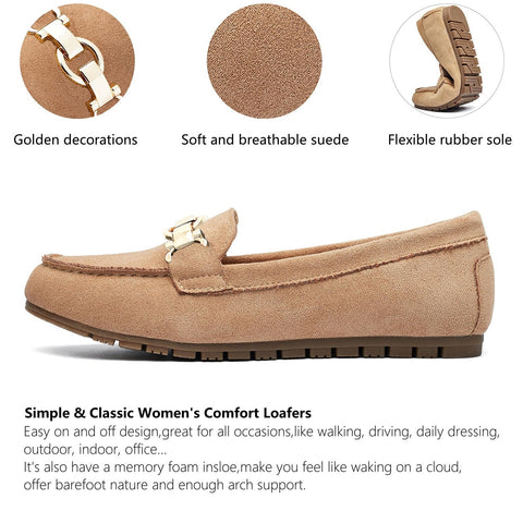 Cvistpieo Loafers for Women Business Casual Shoes Comfortable & Lightweight Penny Loafers Slip On Work Flats Suede Beige Size 8