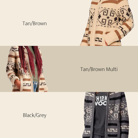 Pendleton Women’s Westerley, Cardigan Sweater, 100% Virgin Wool, Sweaters for Women, Heavy Cable Knitted Sweater - Tan/Brown