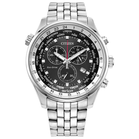 Citizen Men's Eco-Drive Weekender Sport Watch in Stainless Steel, Black Dial (Model: AT0368-58E) Citizen