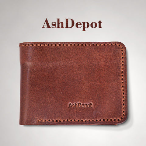 AshDepot Men's Genuine Leather Wallet - Bifold Wallet For Men, Original Leather Men Wallet - RFID Blocking Mens Wallet, 6 Card Holder Slots & 2 Cash Pockets, Brown AshDepot