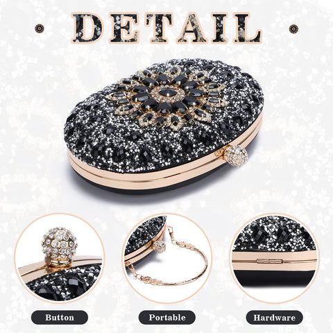 LUI SUI Women Rhinestone Evening Clutch Purse Bag Bling Glitter Sparkly Diamond Tote Bag Crystal Wedding Party Bag LUI SUI