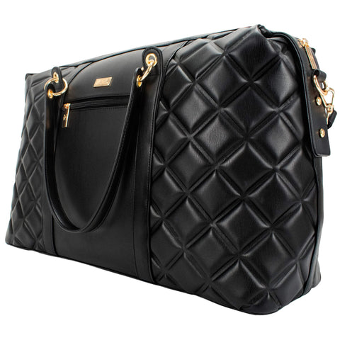 Badgley Mischka Modern 20" L x 8" W x 13" H Quilted Vegan Leather Travel Tote Weekender Bag Badgley Mischka