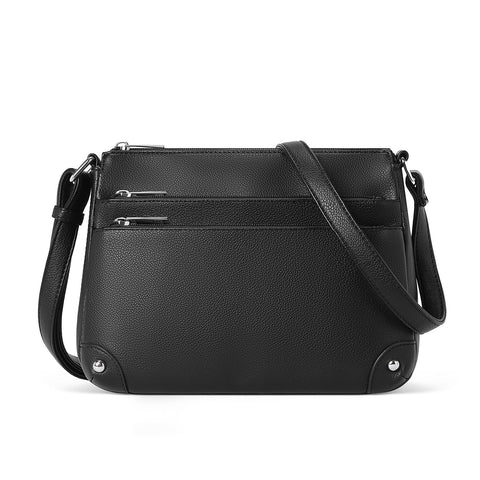 WESTBRONCO Crossbody Bags for Women, Medium Size Shoulder Handbags, Satchel Purse with Multi Zipper Pocket Black