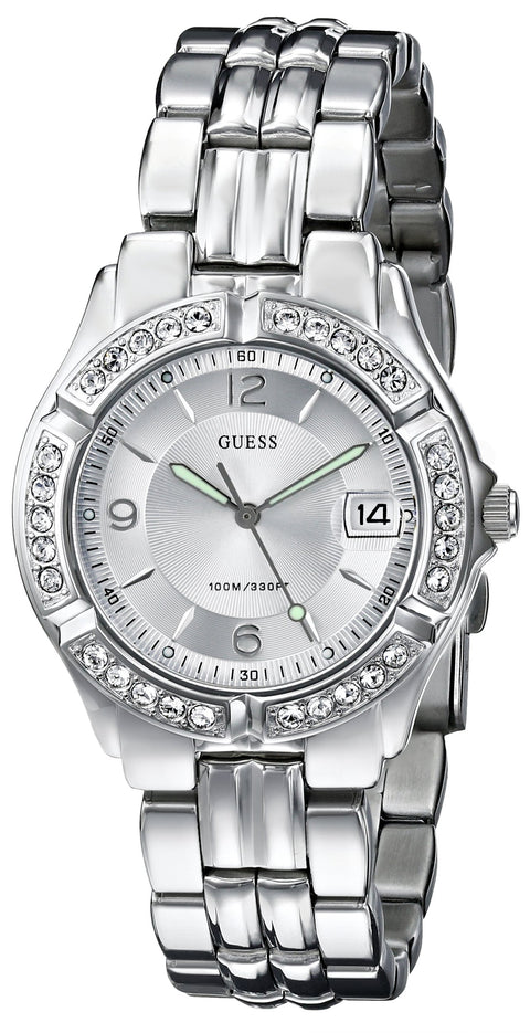 GUESS Silver-Tone Bracelet Watch with Date Feature. Color: Silver-Tone (Model: G75511M) GUESS