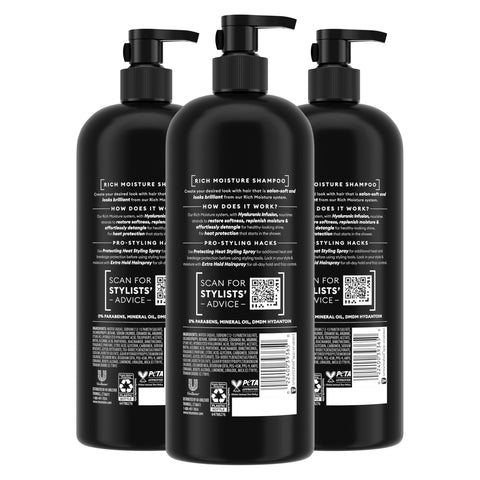 TRESemmé Rich Moisture Hydrating Shampoo 3 Count for Dry Hair Formulated With Pro Style Technology 28 Fl Oz