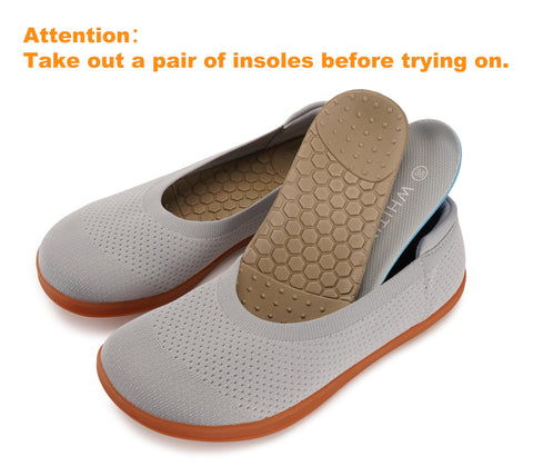 WHITIN Women's Wide Toe Box Ballet Flats Shoes Barefoot Zero Drop Sole Minimalist Size 9 Knit Walking Casual Dressy Slip on Fit Ballerina Black 40